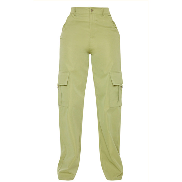 PRETTYLITTLETHING Shape Khaki Buckle Cargo Wide Leg Pants NWT Size 2 - Picture 5 of 7